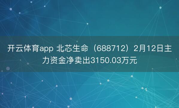 開云體育app 北芯生命(688712)2月12日主力資金凈賣出3150.03萬元