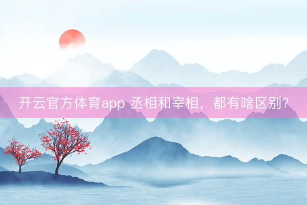 開云官方體育app 丞相和宰相，都有啥區別？